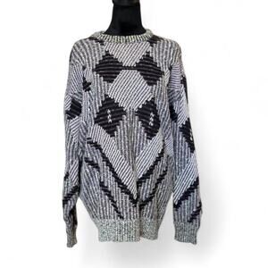 90s Vintage Oversized Neutral Sweater – Grunge Knit fits like XL/XXL